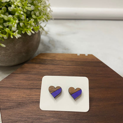 Wooden Stud Earrings - Heart