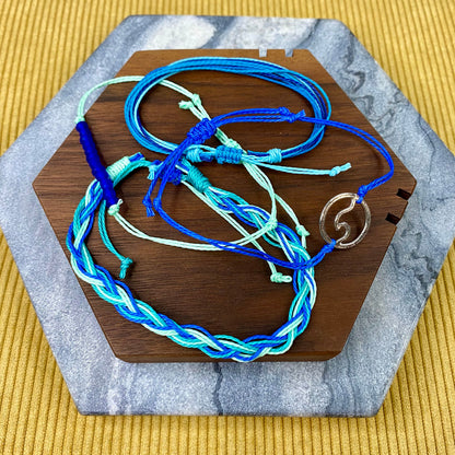 Bracelet Pack - Adjustable String Blue Aqua Wave