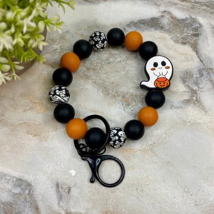 Silicone Bracelet Keychain - Halloween - Ghost Trick-Or-Treat