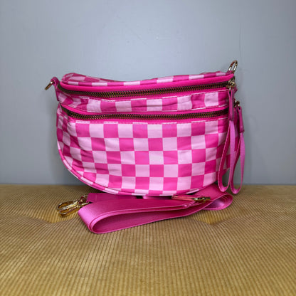 Roni - Checkered - Nylon Crossbody - Hot Pink